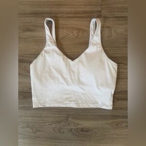 White Lined V-Neck Swim Suit Top, Size Large